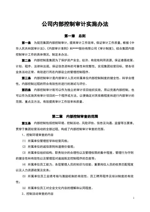 公司内控审计实施办法(实用)