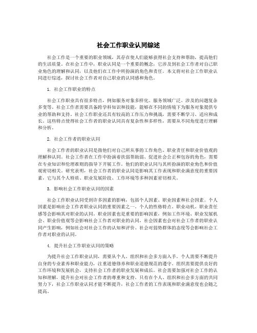 社会工作职业认同综述