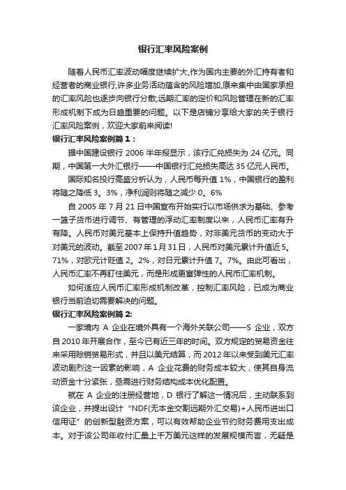 银行汇率风险案例