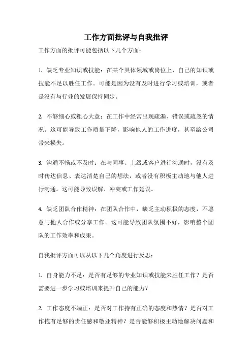 工作方面批评与自我批评