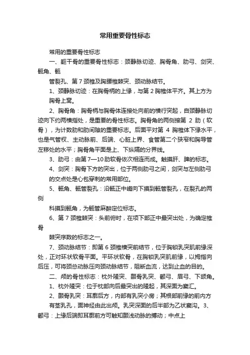 常用重要骨性标志