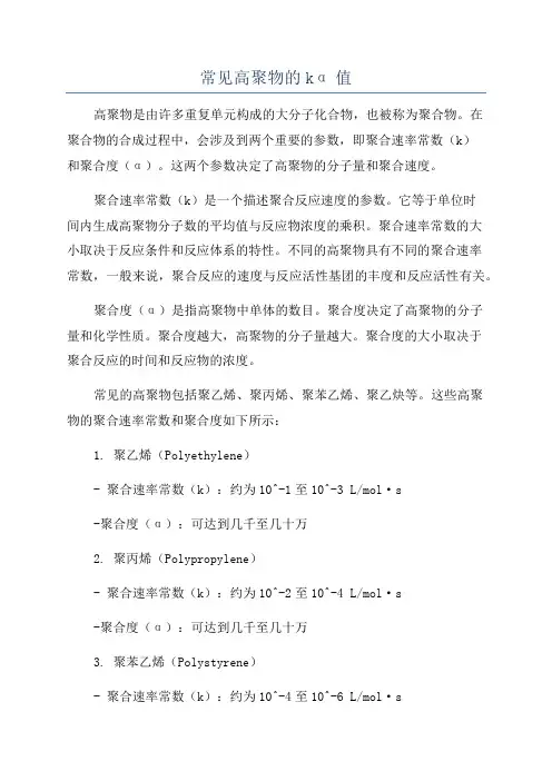 常见高聚物的kα值
