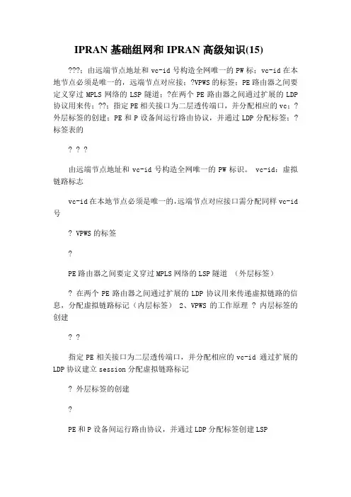 IPRAN基础组网和IPRAN高级知识(15)