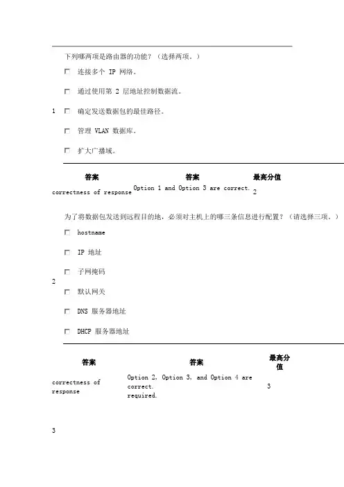 思科第2学期第4章答案