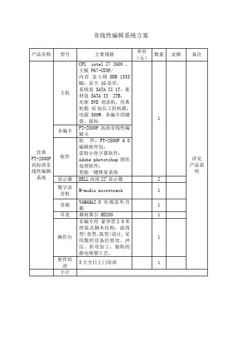 非线性编辑系统方案