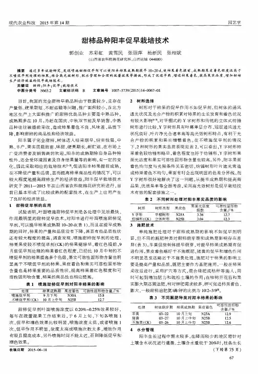 甜柿品种阳丰促早栽培技术
