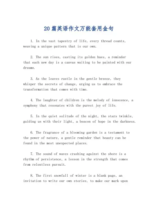 20篇英语作文万能套用金句