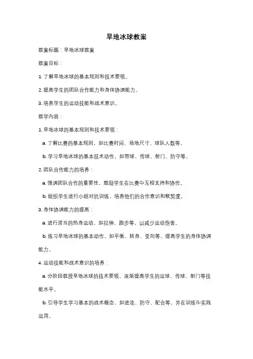 旱地冰球教案