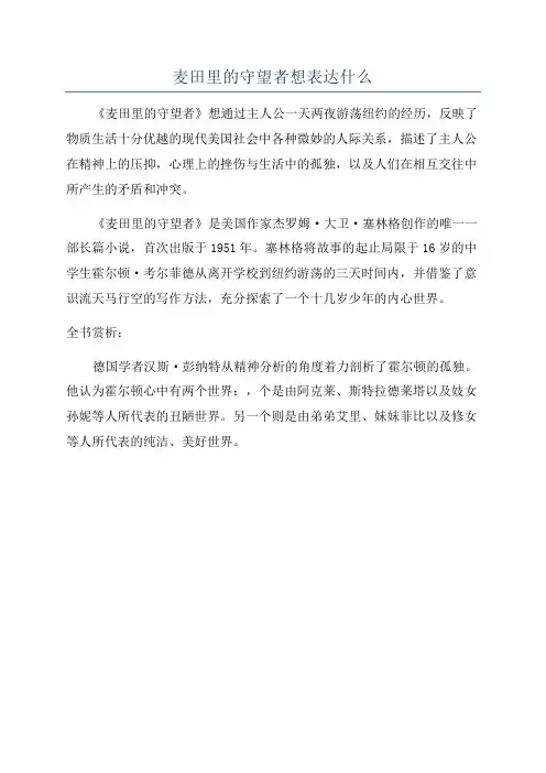 麦田里的守望者想表达什么