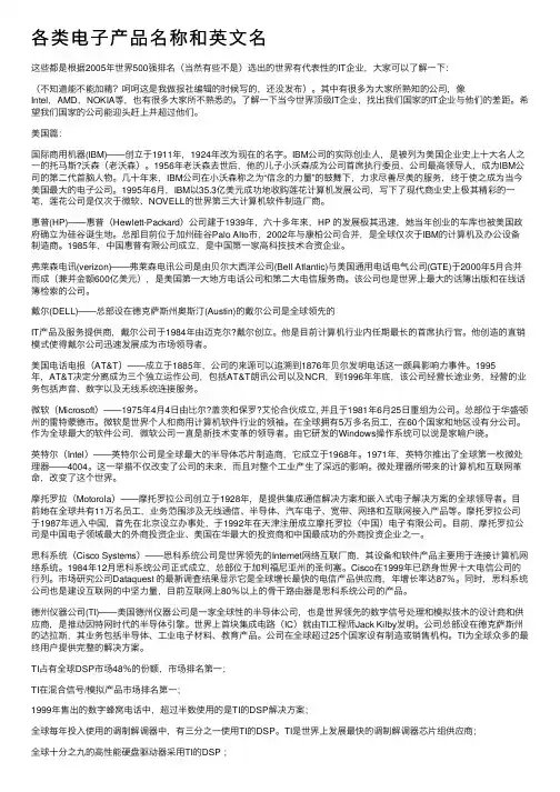 各类电子产品名称和英文名