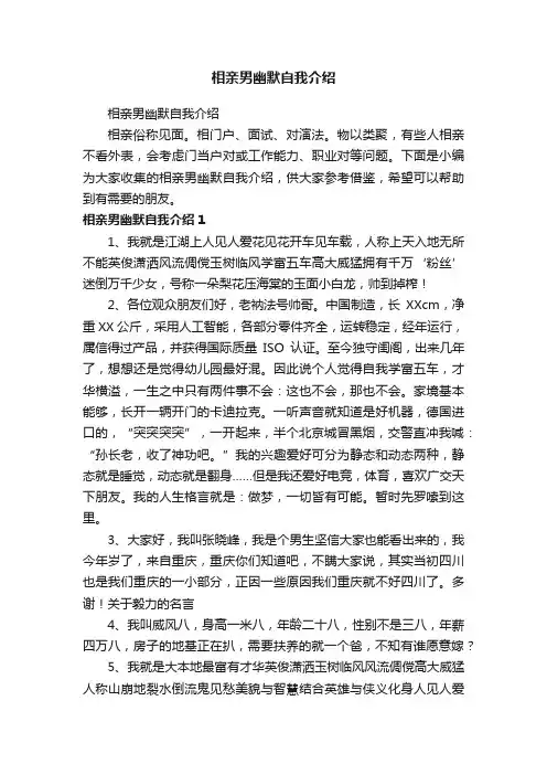 相亲男幽默自我介绍