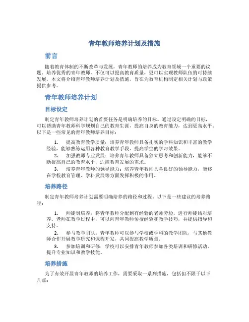 青年教师培养计划及措施