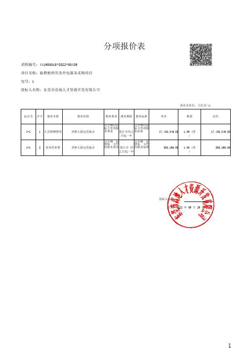 分项报价表