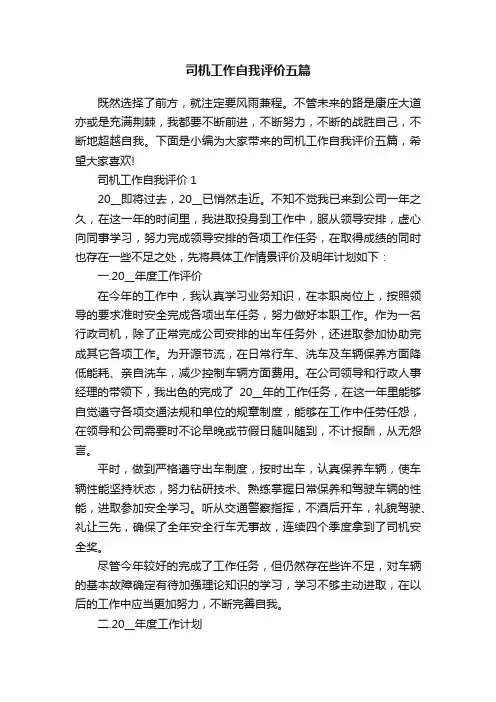 司机工作自我评价五篇
