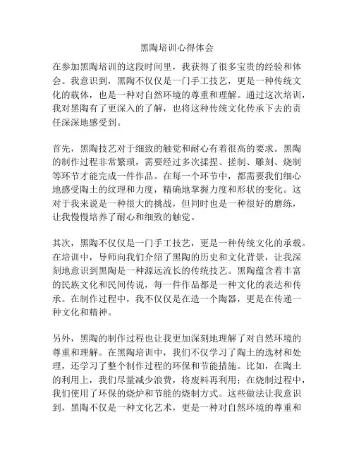 黑陶培训心得体会