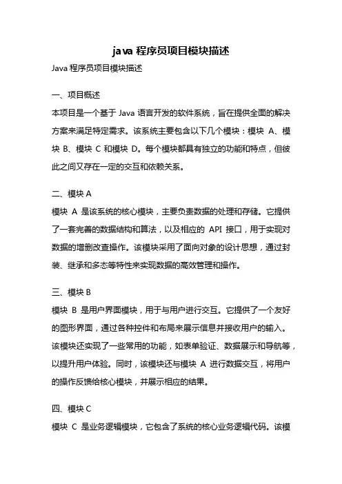 java程序员项目模块描述