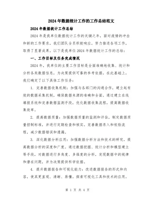 2024年数据统计工作的工作总结范文