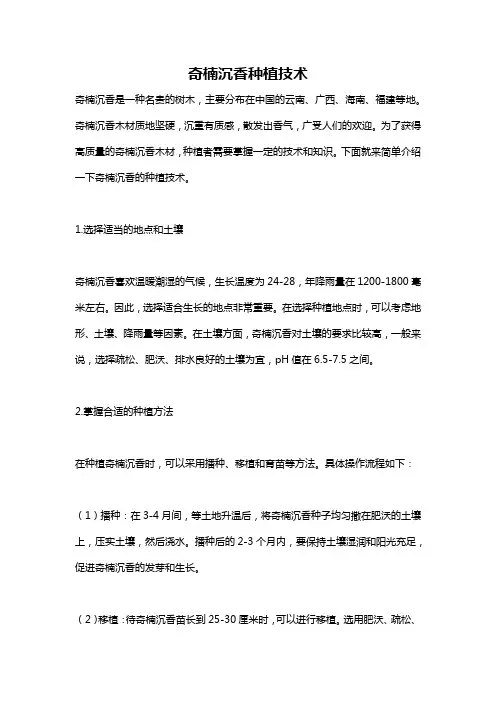 奇楠沉香种植技术