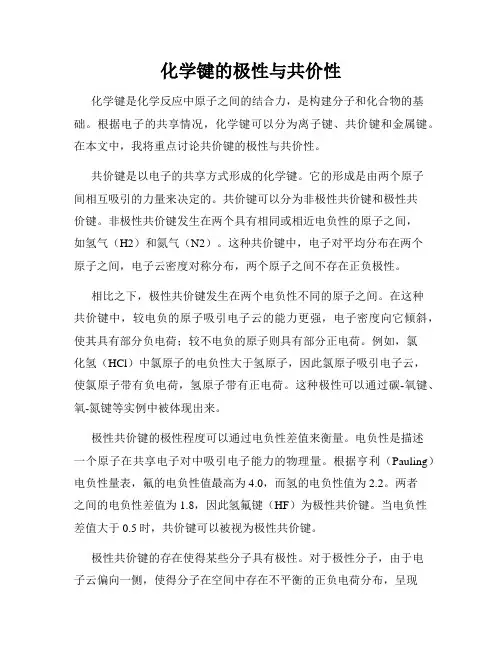 化学键的极性与共价性