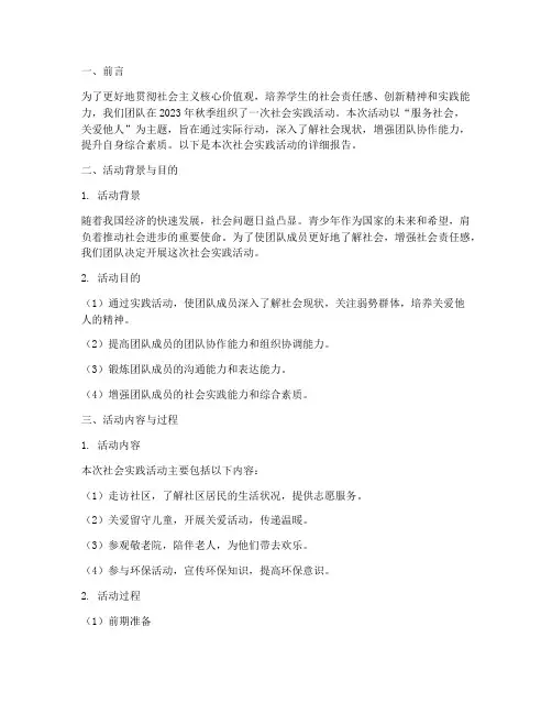 社会实践活动团队报告