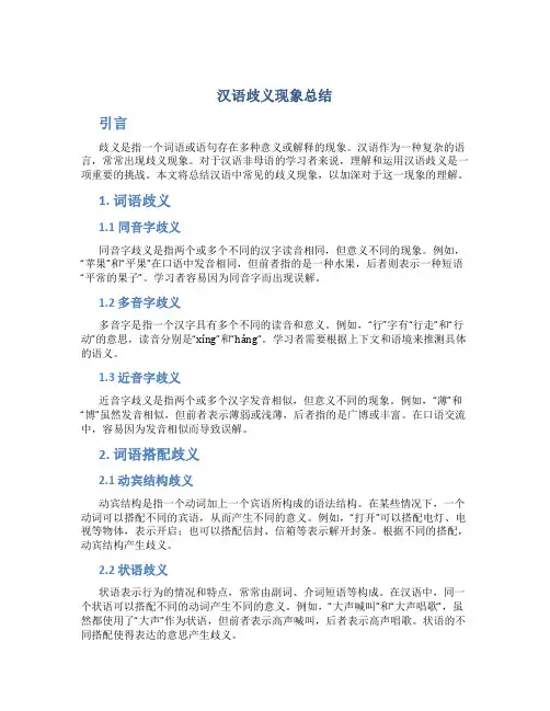 汉语歧义现象总结