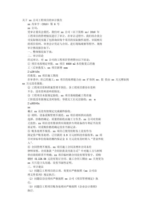 项目审计报告模板