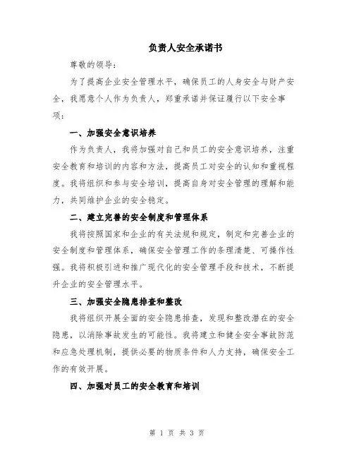 负责人安全承诺书