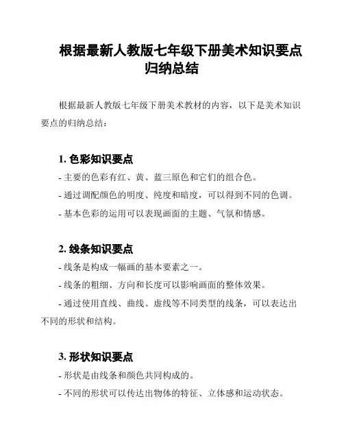 根据最新人教版七年级下册美术知识要点归纳总结