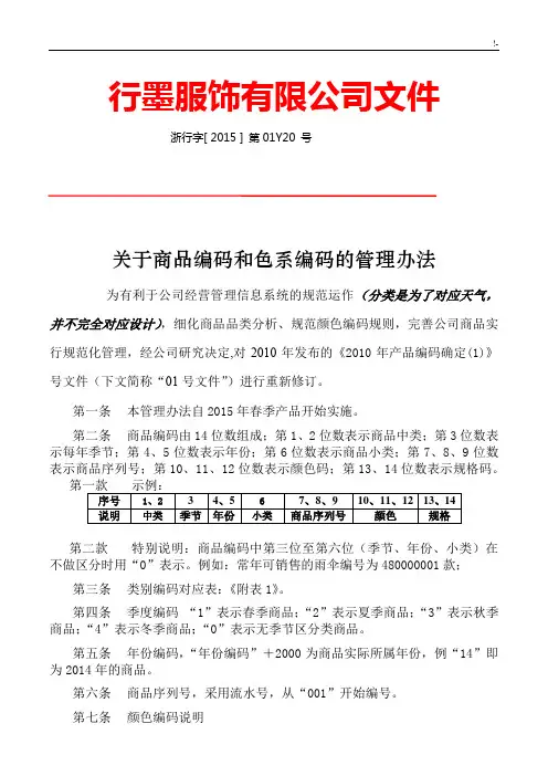 服装商品编码设置区分详细介绍
