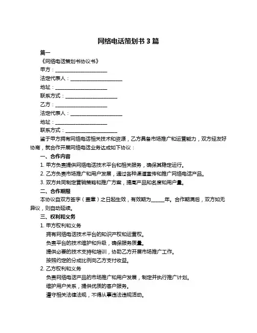 网络电话策划书3篇
