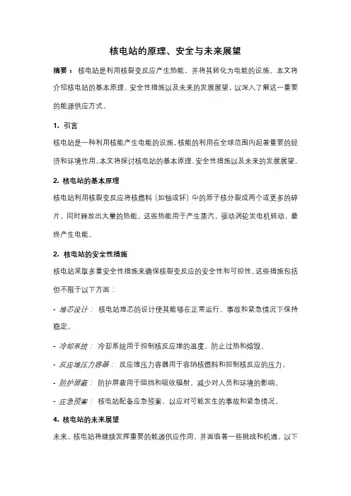 核电站的原理、安全与未来展望