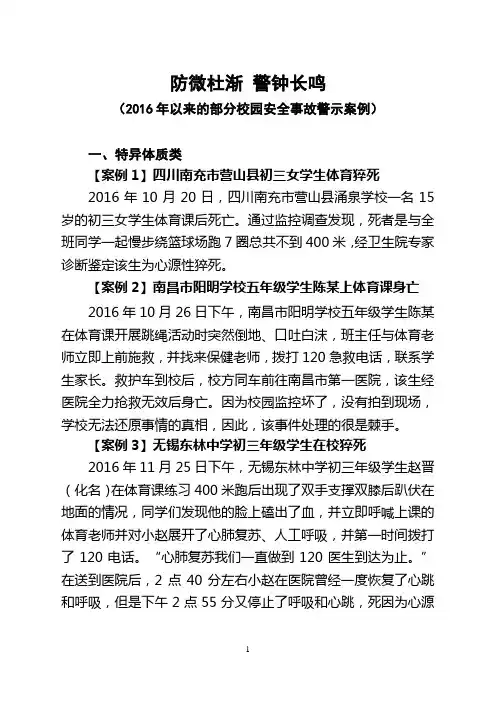 2016年校园安全事故警示案例