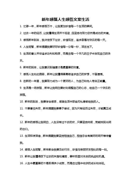 新年感慨人生感悟文案生活