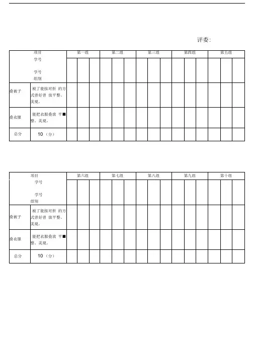 幼儿园自理能力评分表
