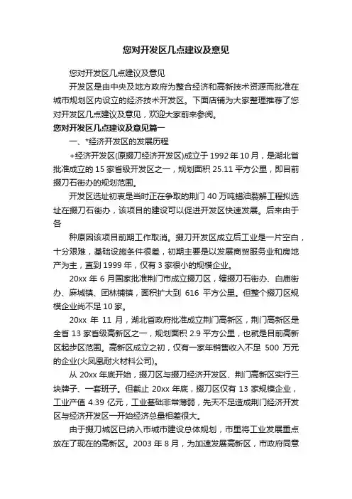 您对开发区几点建议及意见