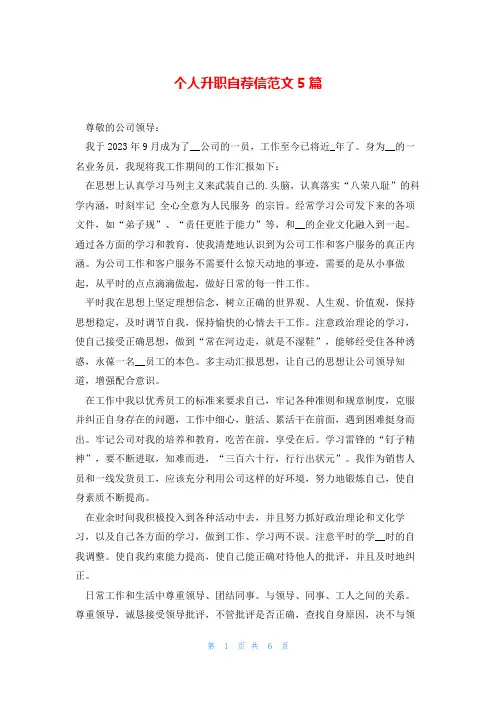 个人升职自荐信范文5篇