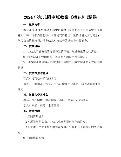 2024年幼儿园中班教案《梅花》(精选