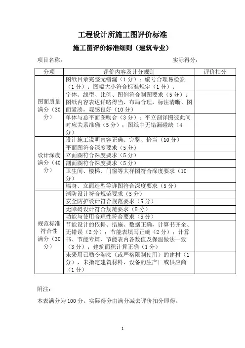 施工图评价标准