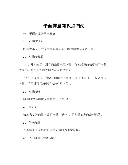 平面向量知识点归纳