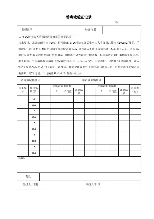 消毒液验证记录