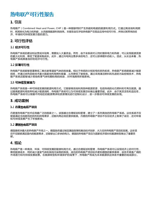 热电联产可行性报告