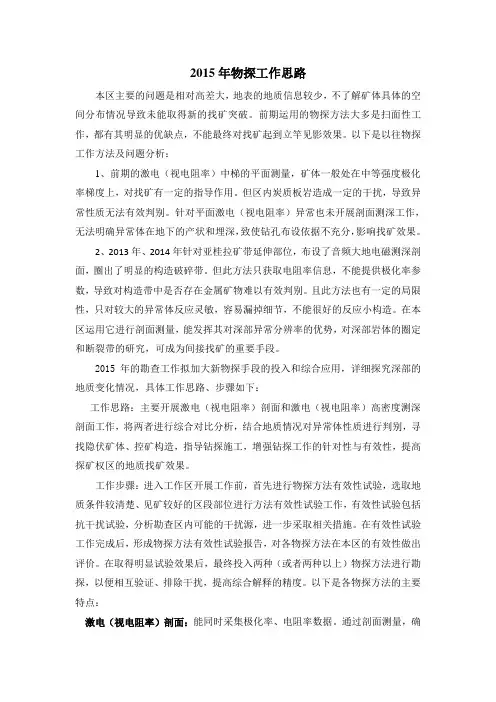 2015西藏某矿区铅锌矿物探工作思路
