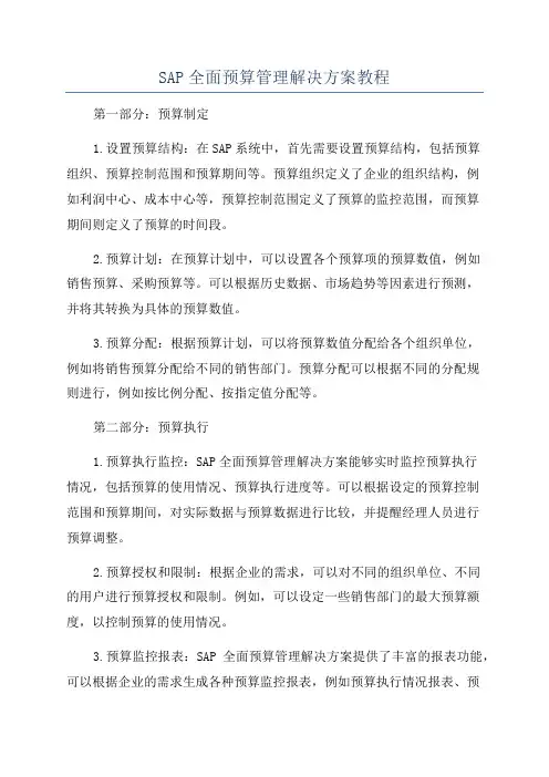SAP全面预算管理解决方案教程