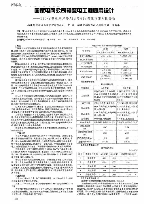 国家电网公司输变电工程通用设计——110kV变电站户外AIS与GIS布置方案对比分析