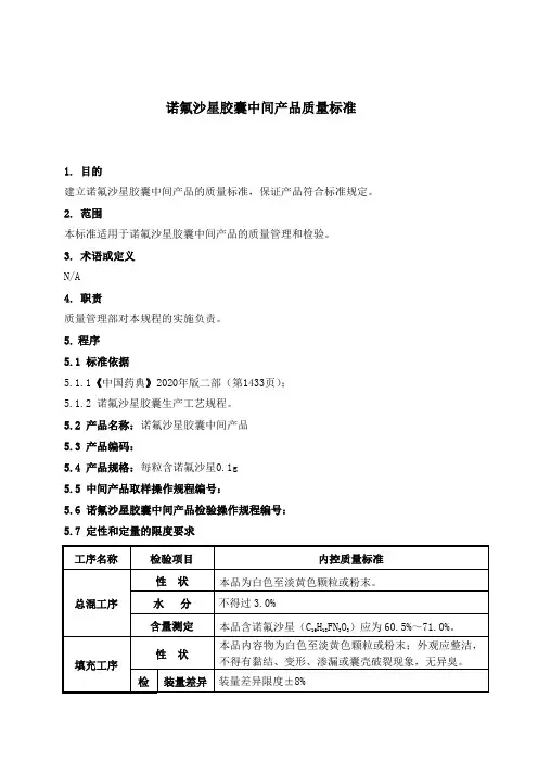 STP-QC   诺氟沙星胶囊中间产品质量标准