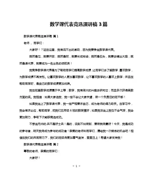 数学课代表竞选演讲稿3篇