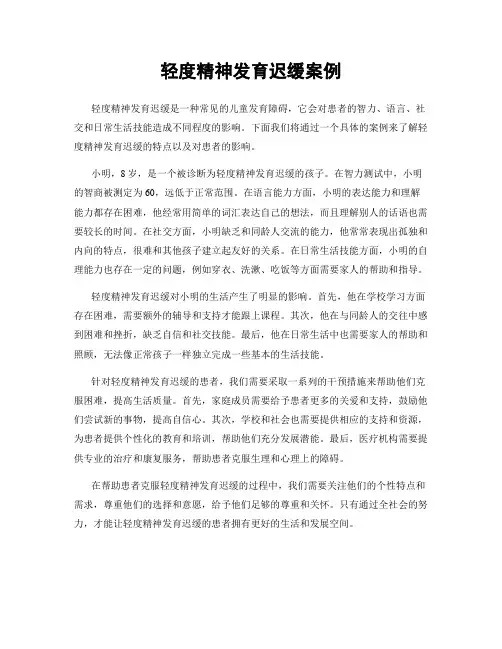 轻度精神发育迟缓案例