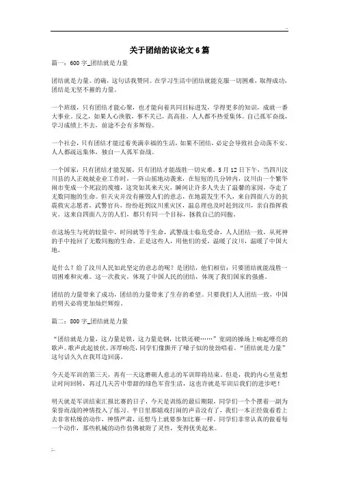 关于团结的议论文6篇
