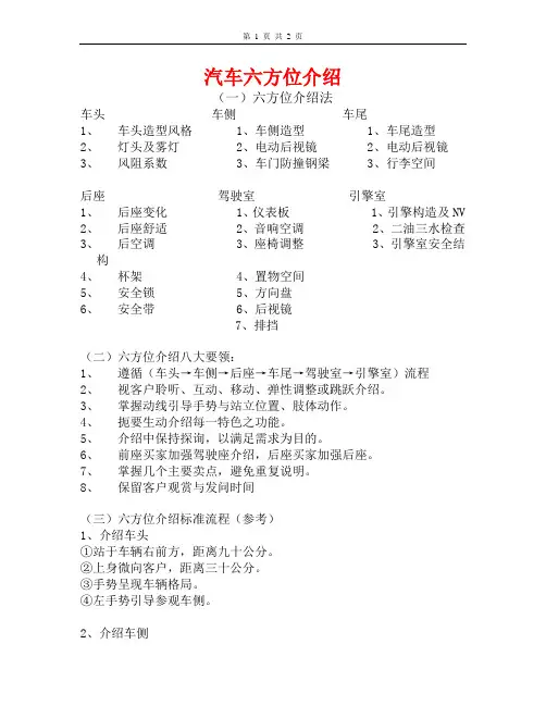 汽车六方位介绍法