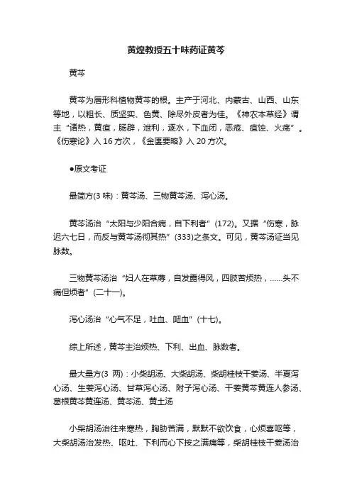 黄煌教授五十味药证黄芩